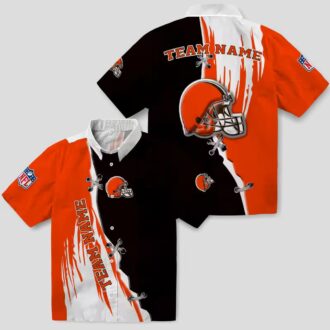 Cleveland Browns Edgy Streaks Hawaiian Shirt, Custom Brown White NFL Fan Gear