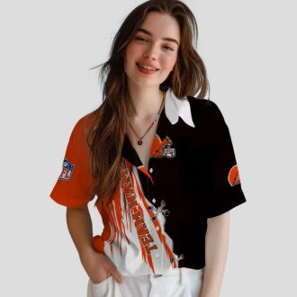 Cleveland Browns Edgy Streaks Hawaiian Shirt, Custom Brown White NFL Fan Gear