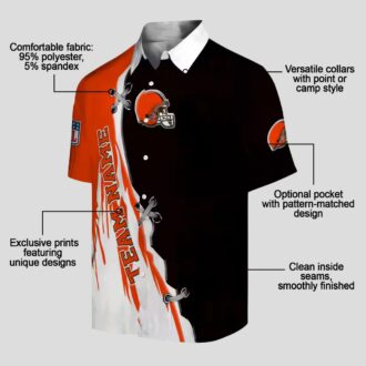 Cleveland Browns Edgy Streaks Hawaiian Shirt, Custom Brown White NFL Fan Gear