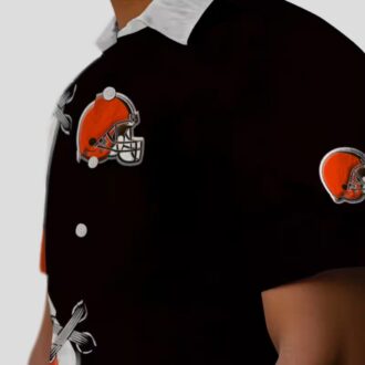 Cleveland Browns Edgy Streaks Hawaiian Shirt, Custom Brown White NFL Fan Gear