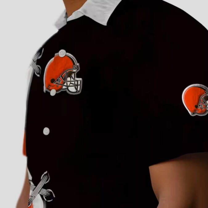 Cleveland Browns Edgy Streaks Hawaiian Shirt, Custom Brown White NFL Fan Gear
