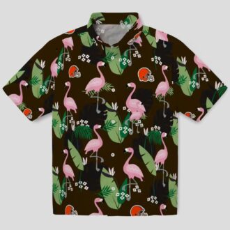 Cleveland Browns Flamingo Leaf Print Hawaiian Shirt, NFL Fan Aloha Summer Shirts