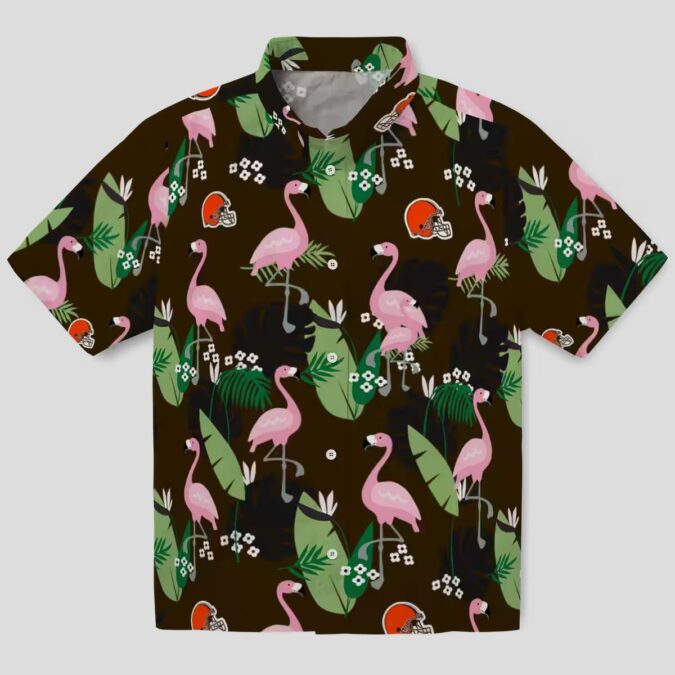 Cleveland Browns Flamingo Leaf Print Hawaiian Shirt, NFL Fan Aloha Summer Shirts