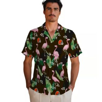 Cleveland Browns Flamingo Leaf Print Hawaiian Shirt, NFL Fan Aloha Summer Shirts