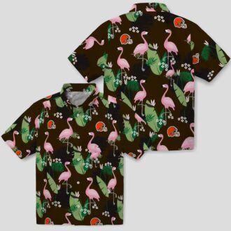 Cleveland Browns Flamingo Leaf Print Hawaiian Shirt, NFL Fan Aloha Summer Shirts