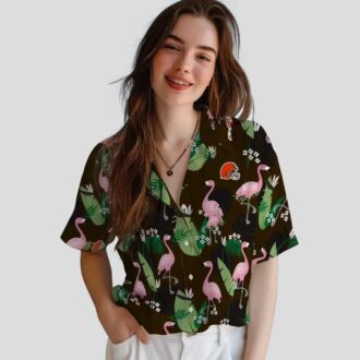 Cleveland Browns Flamingo Leaf Print Hawaiian Shirt, NFL Fan Aloha Summer Shirts