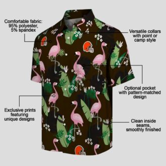 Cleveland Browns Flamingo Leaf Print Hawaiian Shirt, NFL Fan Aloha Summer Shirts