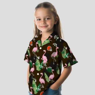 Cleveland Browns Flamingo Leaf Print Hawaiian Shirt, NFL Fan Aloha Summer Shirts
