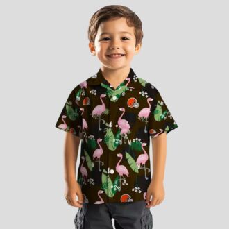 Cleveland Browns Flamingo Leaf Print Hawaiian Shirt, NFL Fan Aloha Summer Shirts