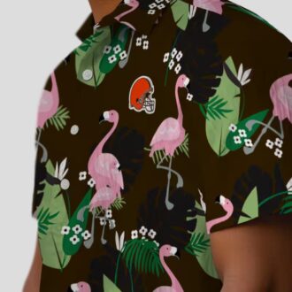 Cleveland Browns Flamingo Leaf Print Hawaiian Shirt, NFL Fan Aloha Summer Shirts
