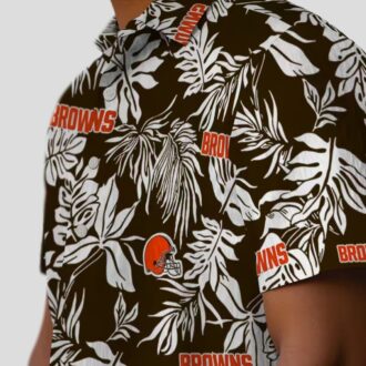 Cleveland Browns Floral Hawaiian Shirt, Summer Tropical Palm Leaf Print Brown White