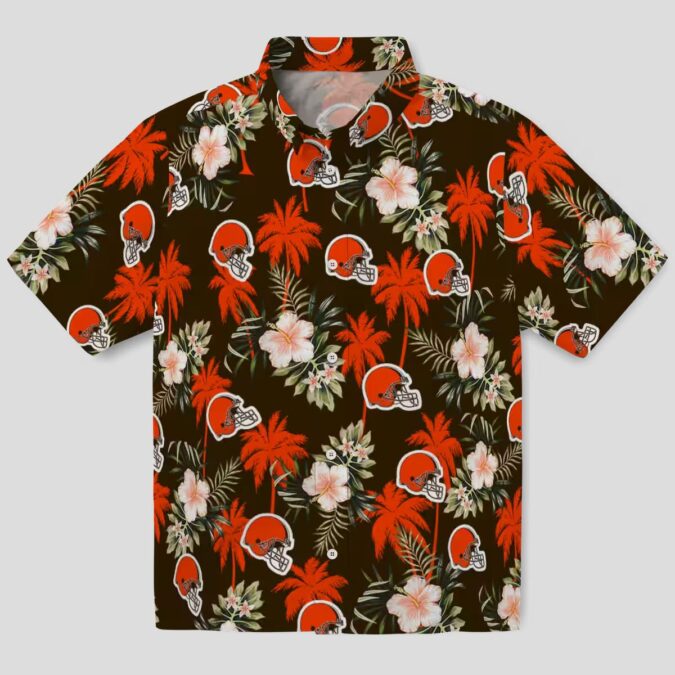 Cleveland Browns Floral Palm Hawaiian Shirt, NFL Beachwear for Football Fans