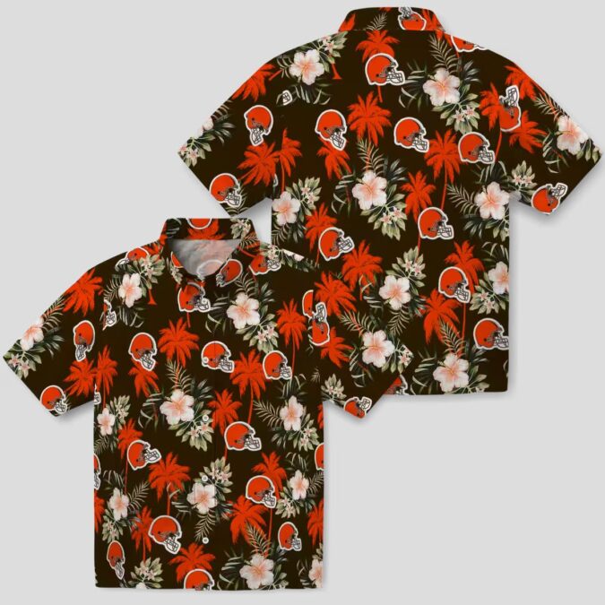 Cleveland Browns Floral Palm Hawaiian Shirt, NFL Beachwear for Football Fans