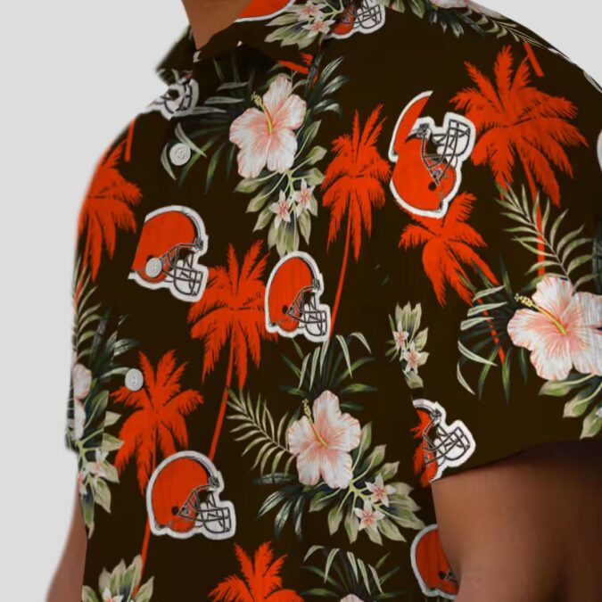Cleveland Browns Floral Palm Hawaiian Shirt, NFL Beachwear for Football Fans