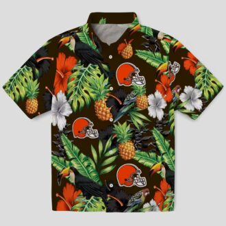 Cleveland Browns Game Day Hawaiian Shirt for Fans, Tropical Pineapple Toucan Luau Outfit