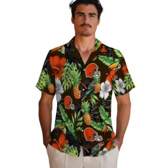 Cleveland Browns Game Day Hawaiian Shirt for Fans, Tropical Pineapple Toucan Luau Outfit