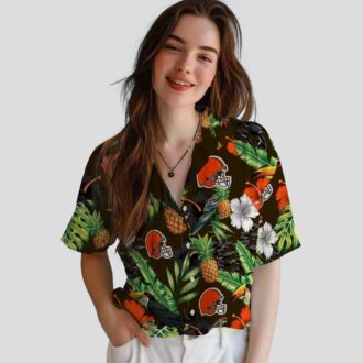 Cleveland Browns Game Day Hawaiian Shirt for Fans, Tropical Pineapple Toucan Luau Outfit