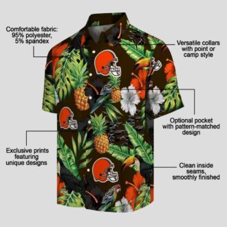 Cleveland Browns Game Day Hawaiian Shirt for Fans, Tropical Pineapple Toucan Luau Outfit