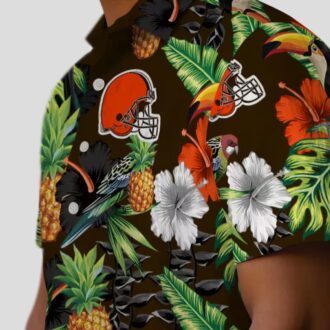 Cleveland Browns Game Day Hawaiian Shirt for Fans, Tropical Pineapple Toucan Luau Outfit
