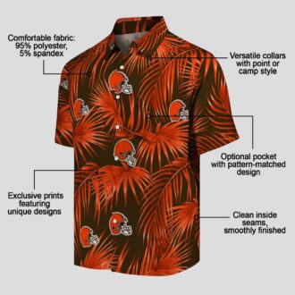 Cleveland Browns Leafy Palm Hawaiian Shirt, Brown Tropical NFL Fan Shirt