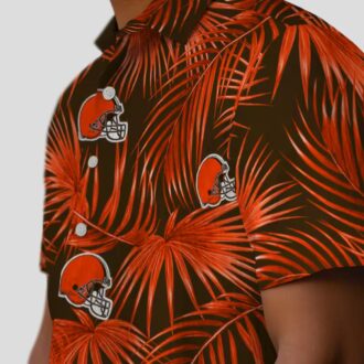 Cleveland Browns Leafy Palm Hawaiian Shirt, Brown Tropical NFL Fan Shirt