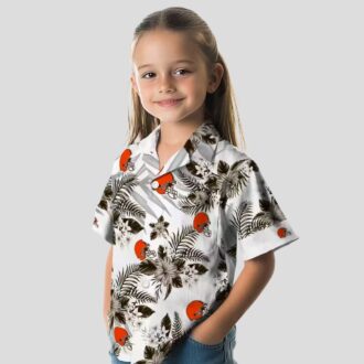 Cleveland Browns NFL Hawaiian Shirt for Fans, Palm Leaves Hibiscus Brown White Outfit