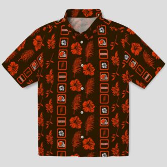 Cleveland Browns NFL Hawaiian Shirt, Framed Floral Brown Print for Football Fans