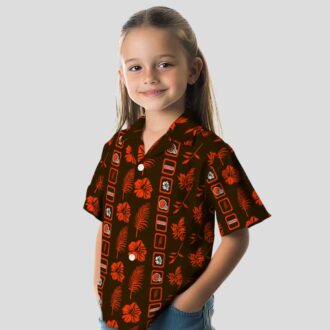 Cleveland Browns NFL Hawaiian Shirt, Framed Floral Brown Print for Football Fans