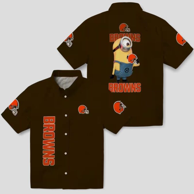 Cleveland Browns NFL Minion Hawaiian Shirt, Tropical Brown Beach Party Outfit