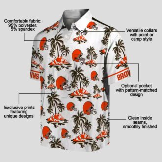 Cleveland Browns Palm Island Hawaiian Shirt, Tropical Brown White Button Up
