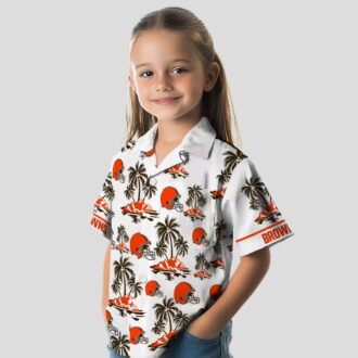 Cleveland Browns Palm Island Hawaiian Shirt, Tropical Brown White Button Up
