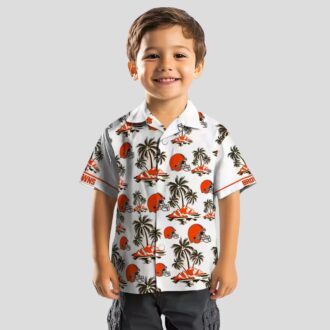Cleveland Browns Palm Island Hawaiian Shirt, Tropical Brown White Button Up