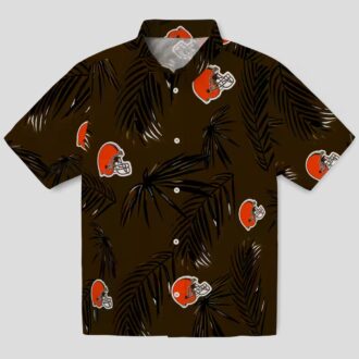 Cleveland Browns Palm Leaf Hawaiian Shirt, Brown Button Up for Game Day