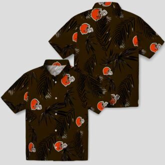 Cleveland Browns Palm Leaf Hawaiian Shirt, Brown Button Up for Game Day