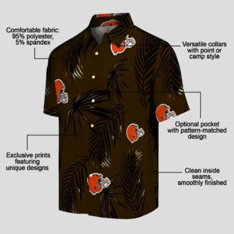 Cleveland Browns Palm Leaf Hawaiian Shirt, Brown Button Up for Game Day