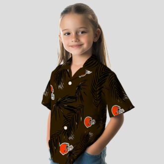 Cleveland Browns Palm Leaf Hawaiian Shirt, Brown Button Up for Game Day