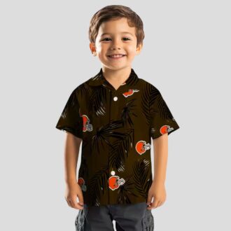 Cleveland Browns Palm Leaf Hawaiian Shirt, Brown Button Up for Game Day