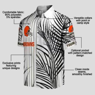 Cleveland Browns Palm Stripe Hawaiian Shirt, Black White Tropical Summer Outfit