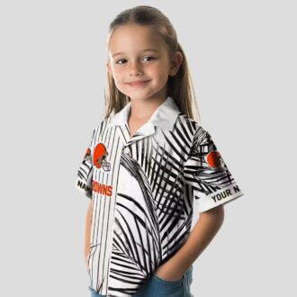 Cleveland Browns Palm Stripe Hawaiian Shirt, Black White Tropical Summer Outfit