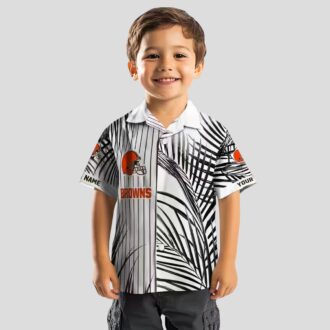 Cleveland Browns Palm Stripe Hawaiian Shirt, Black White Tropical Summer Outfit