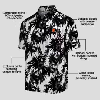 Cleveland Browns Palm Tree Hawaiian Shirt, NFL Black White Summer Aloha Shirt