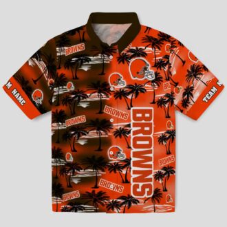 Cleveland Browns Personalized Hawaiian Shirt, Tropical Palm Silhouettes NFL Fan Gift