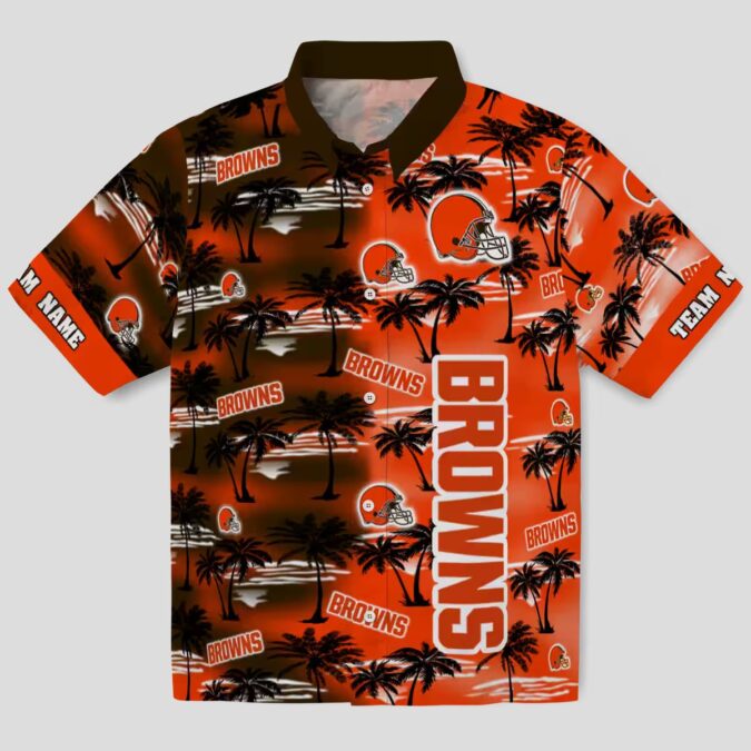 Cleveland Browns Personalized Hawaiian Shirt, Tropical Palm Silhouettes NFL Fan Gift
