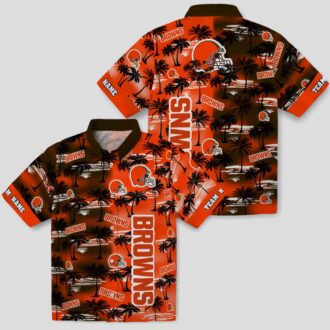 Cleveland Browns Personalized Hawaiian Shirt, Tropical Palm Silhouettes NFL Fan Gift