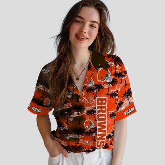 Cleveland Browns Personalized Hawaiian Shirt, Tropical Palm Silhouettes NFL Fan Gift