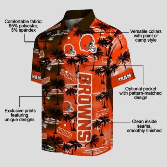 Cleveland Browns Personalized Hawaiian Shirt, Tropical Palm Silhouettes NFL Fan Gift