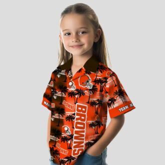 Cleveland Browns Personalized Hawaiian Shirt, Tropical Palm Silhouettes NFL Fan Gift