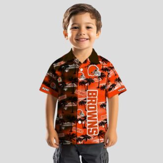 Cleveland Browns Personalized Hawaiian Shirt, Tropical Palm Silhouettes NFL Fan Gift