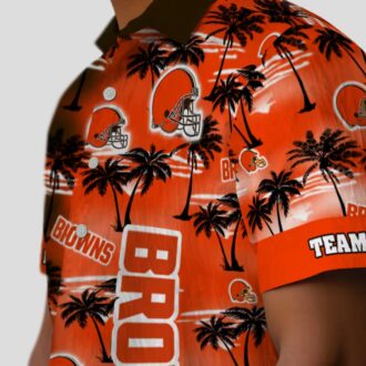 Cleveland Browns Personalized Hawaiian Shirt, Tropical Palm Silhouettes NFL Fan Gift