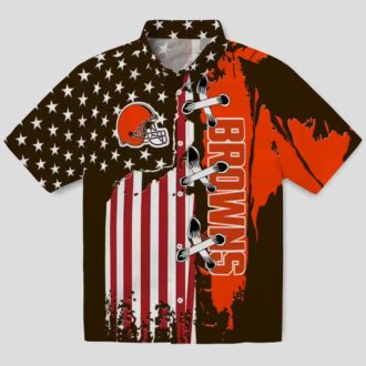 Cleveland Browns Stitched Flag Hawaiian Shirt, NFL Tailgating & Luau Outfit